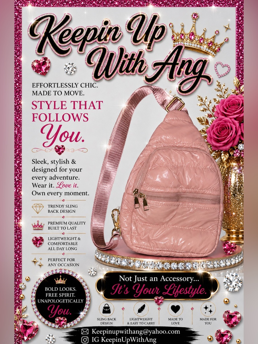Quilted Rose Pink Sling Bag